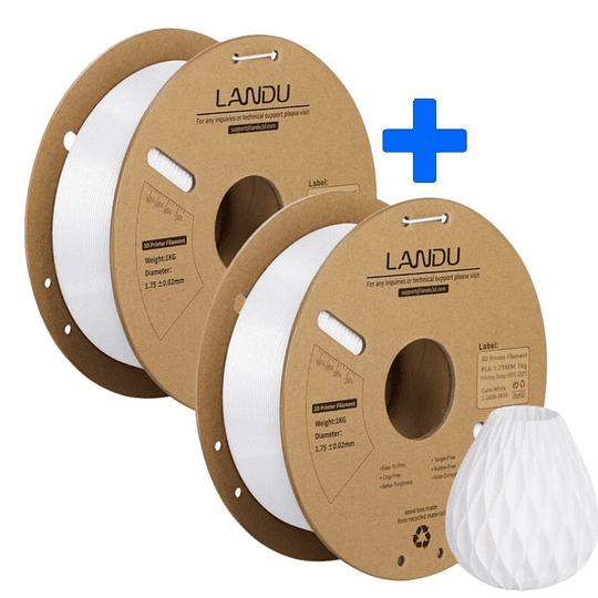 Pack 2 x Filamento PLA Blanco 1kg Landu | Filamentos