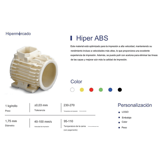 Filamento Hyper ABS Alta Velocidad Beige Piel Clara 1kg Landu | Filamentos