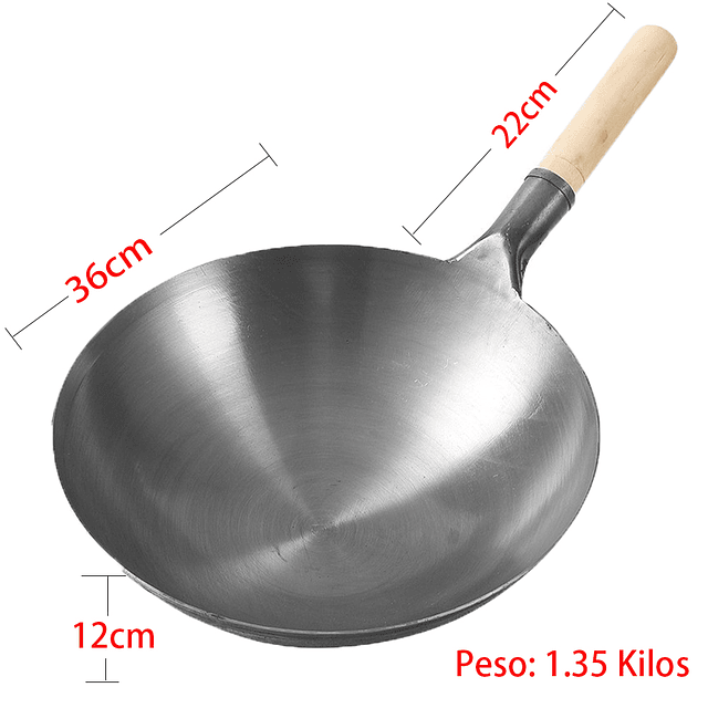 Sarten Wok de Hierro forjado 14 pulgadas