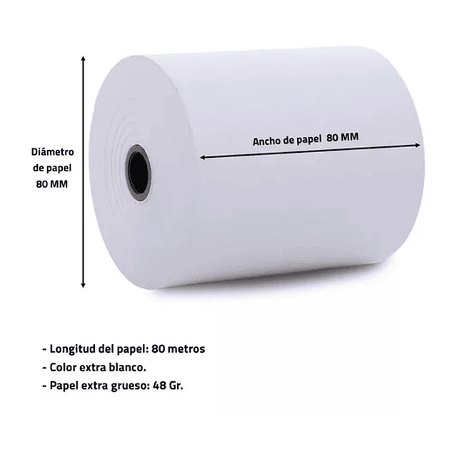 Rollo de papel termico x 50uni ( 80mm x 80mm )