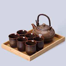 Juego de té hecho al horno ( marrón )