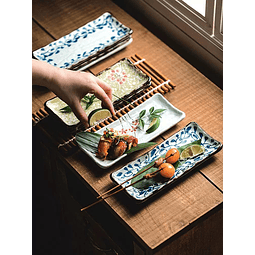 Plato Rectangular de Cerámica – Estilo Japonés