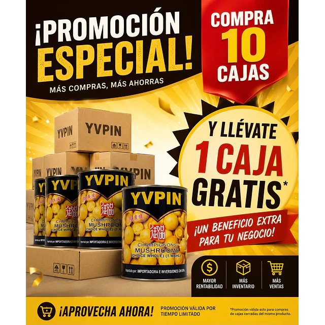 Champiñones Enteros en Conserva 800 g - YVPIN