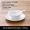 Set de Vajilla de Cerámica Blanca Minimalista de 3 Piezas