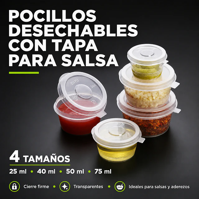Pocillos con tapa para salsa