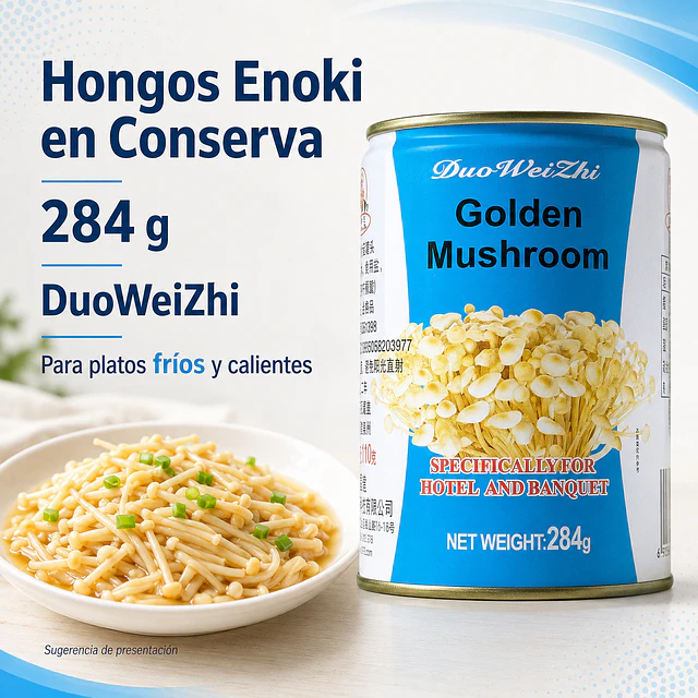 Hongos Enoki Dorados en Conserva DuoWeiZhi 284 g