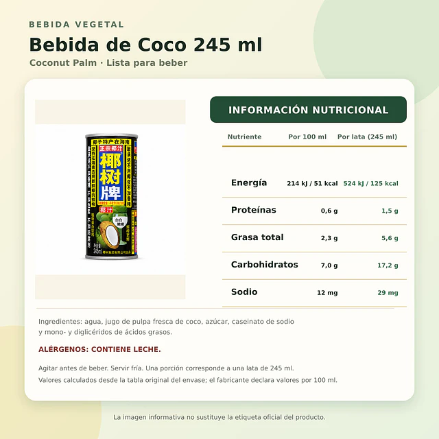 Jugo y Bebida Natural de Coco 245ml