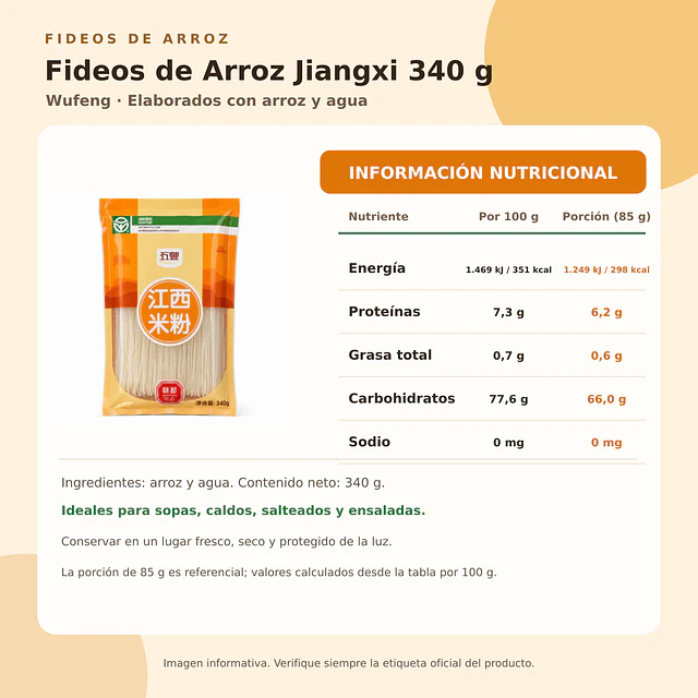 Fideo de arroz mediano 340grs