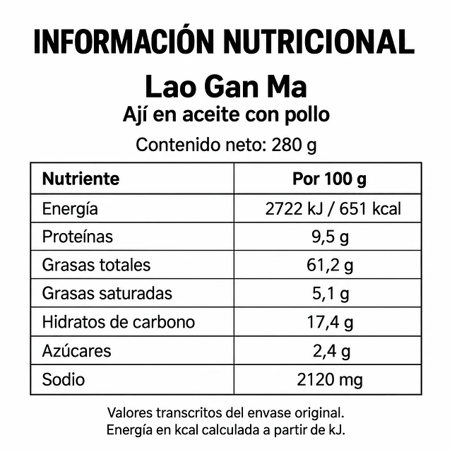Salsa Aji sabor a Gallina 280 grs