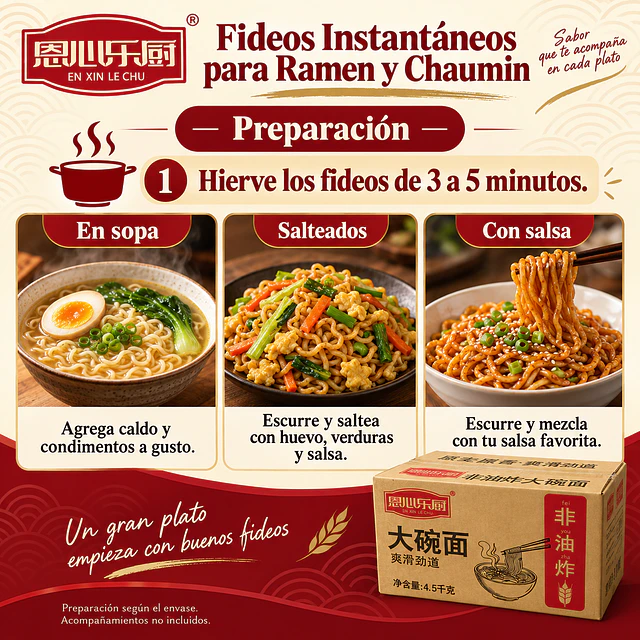 Fideos Instantáneos para Ramen y Chaumin 4.5 Kilos
