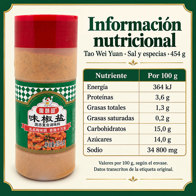 Sal con Pimienta Condimentada 454 g 