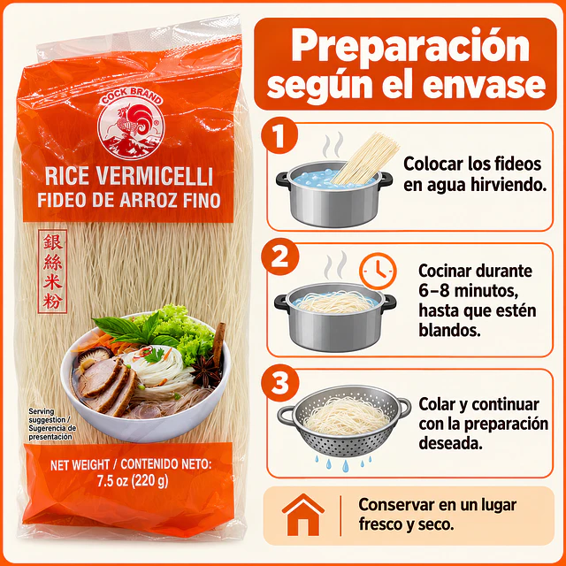 Fideos de Arroz Fino Vermicelli 220g