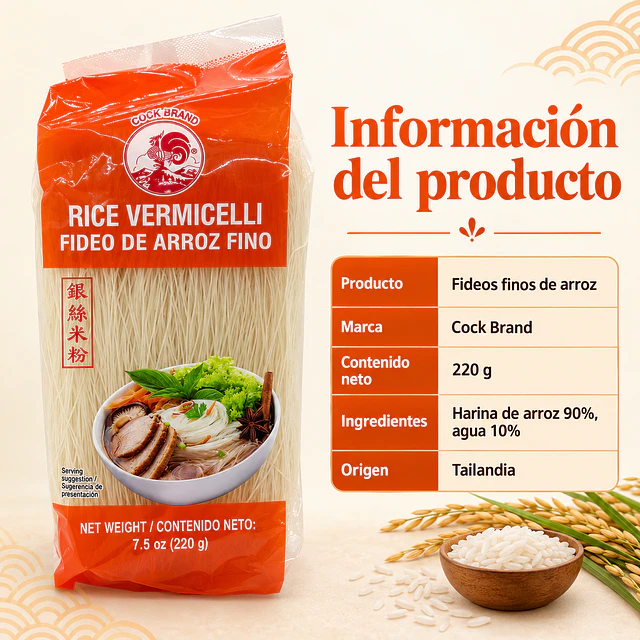 Fideos de Arroz Fino Vermicelli 220g