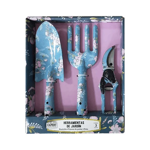 Set herramientas jardinería azul