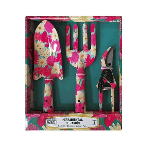 Set herramientas jardinería fucsia