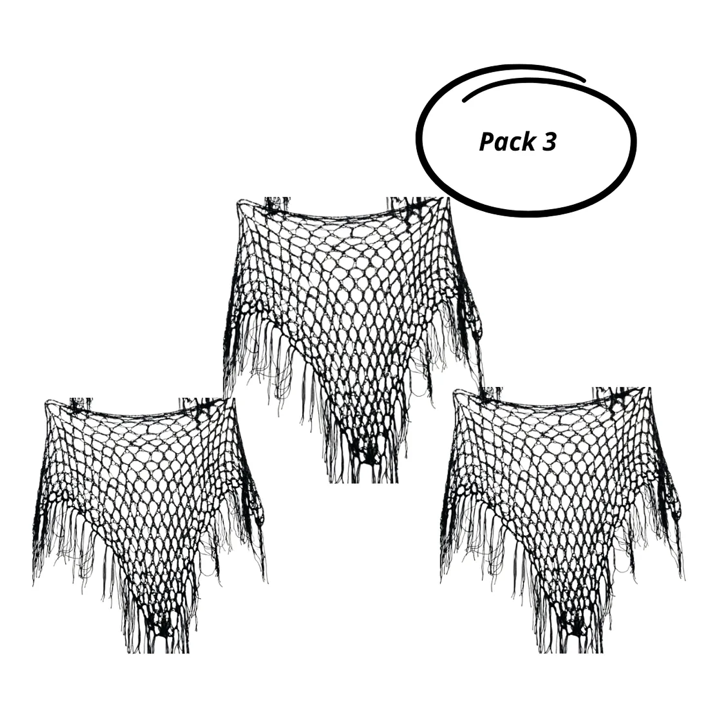 Pack 3 Puntilla Chal Traje Tipico Chilote Niña Talla Grande 1