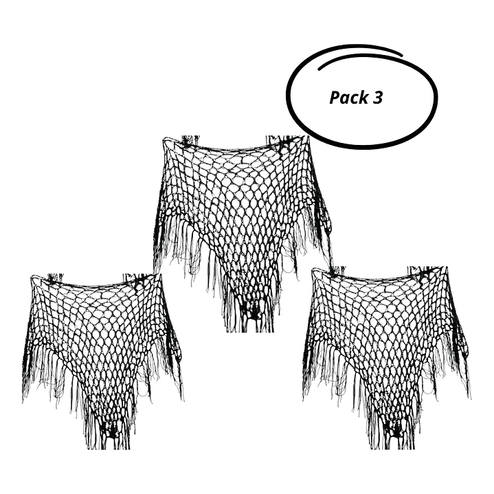 Pack 3 Puntilla Chal Traje Tipico Chilote Niña Talla Grande 1