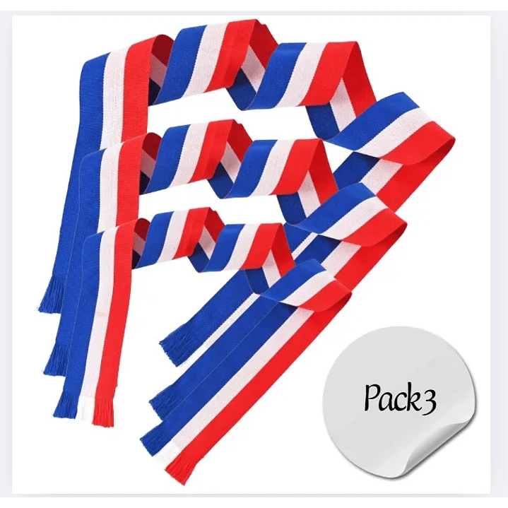  Pack 3 Und Faja Traje Huaso Tricolor Fiestas Patrias 2