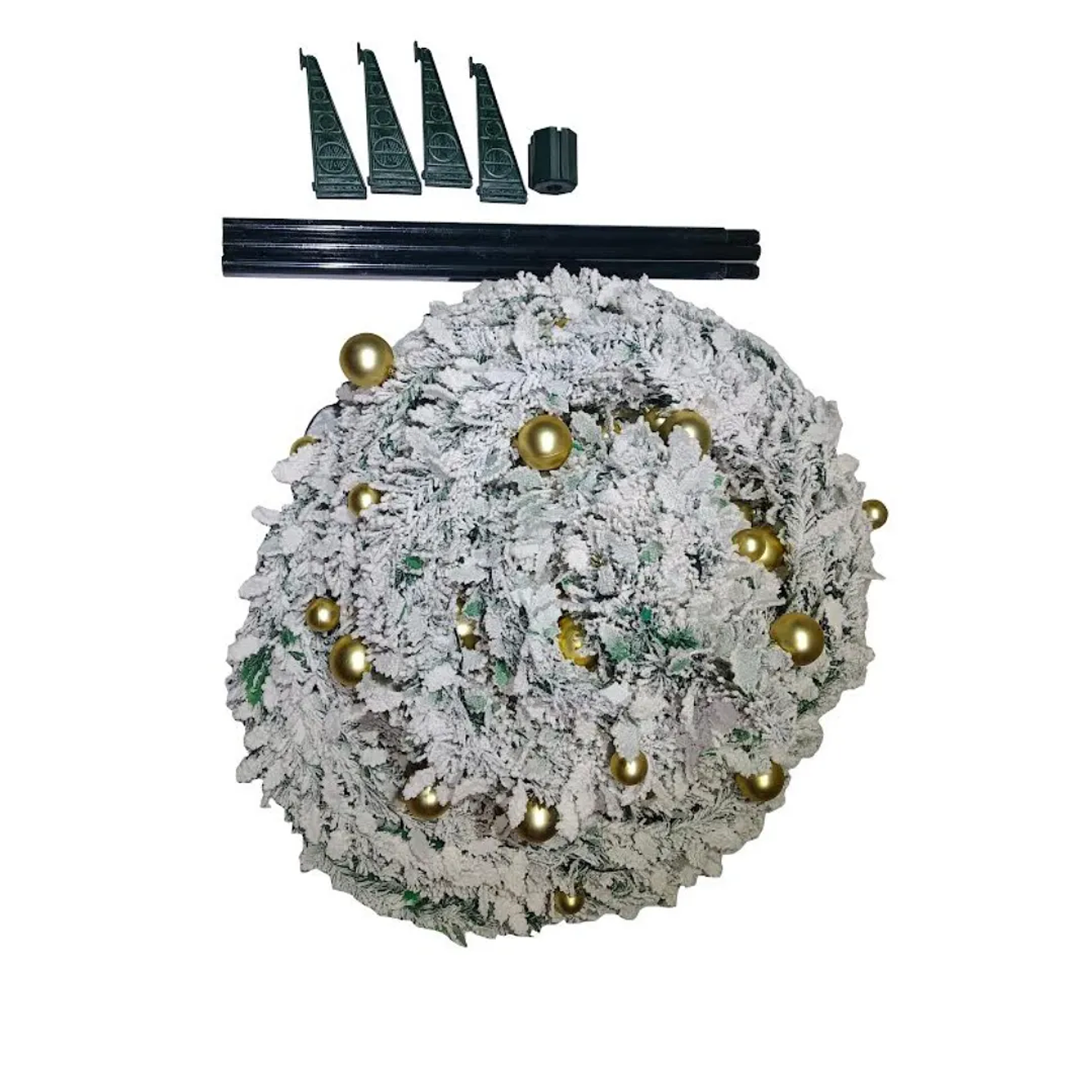 🎄 Árbol De Pascua Ekol Premium 2.10 M | Pino De Navidad Nevado Plegable Con Adornos Dorados ✨ 13