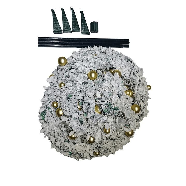 🎄 Árbol De Pascua Ekol Premium 2.10 M | Pino De Navidad Nevado Plegable Con Adornos Dorados ✨ 13