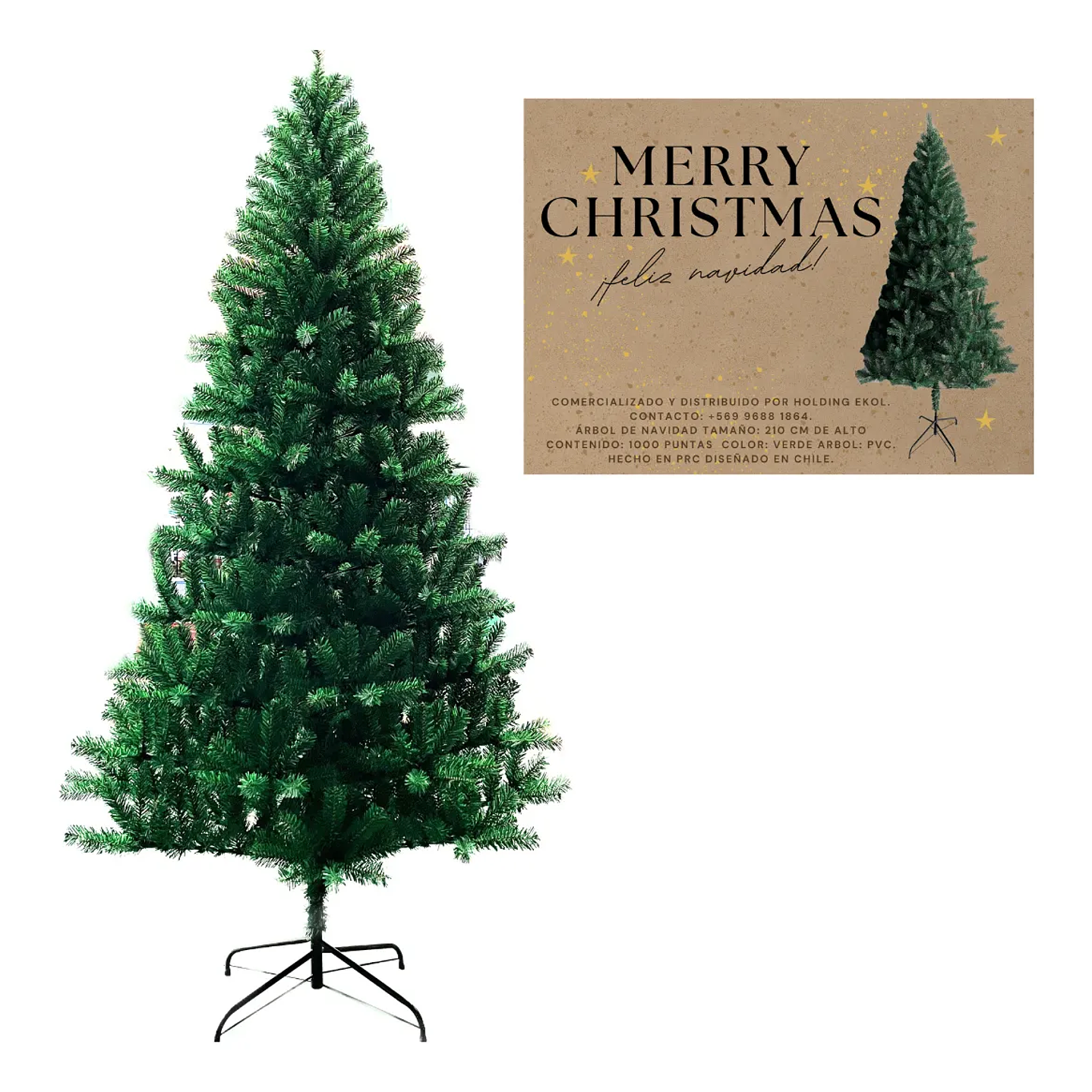 🎄 Árbol de Navidad Verde 2.10 m | Lujo con 1000 Ramas y Base Metálica Premium 4