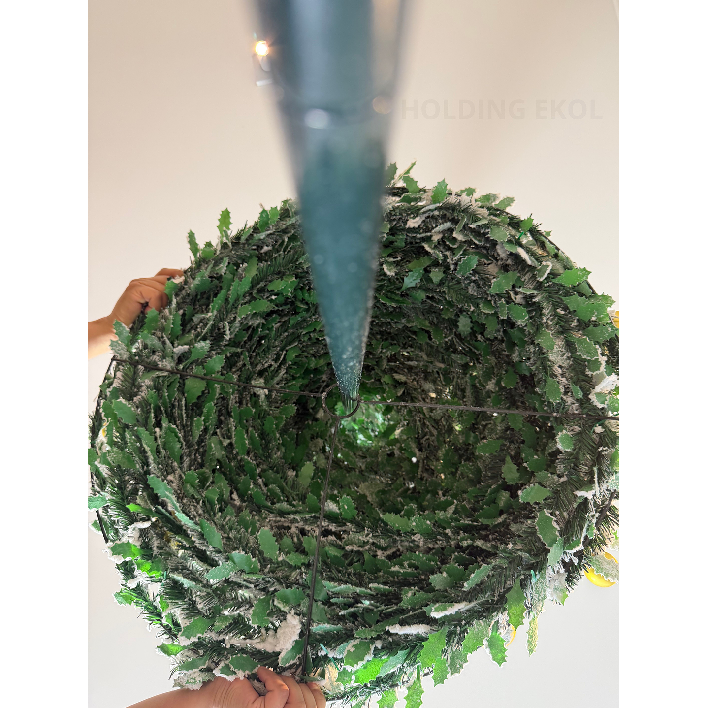 🎄 Árbol De Pascua Ekol Premium 2.10 M | Pino De Navidad Nevado Plegable Con Adornos Dorados ✨ 5