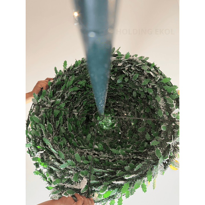 🎄 Árbol De Pascua Ekol Premium 2.10 M | Pino De Navidad Nevado Plegable Con Adornos Dorados ✨ 5