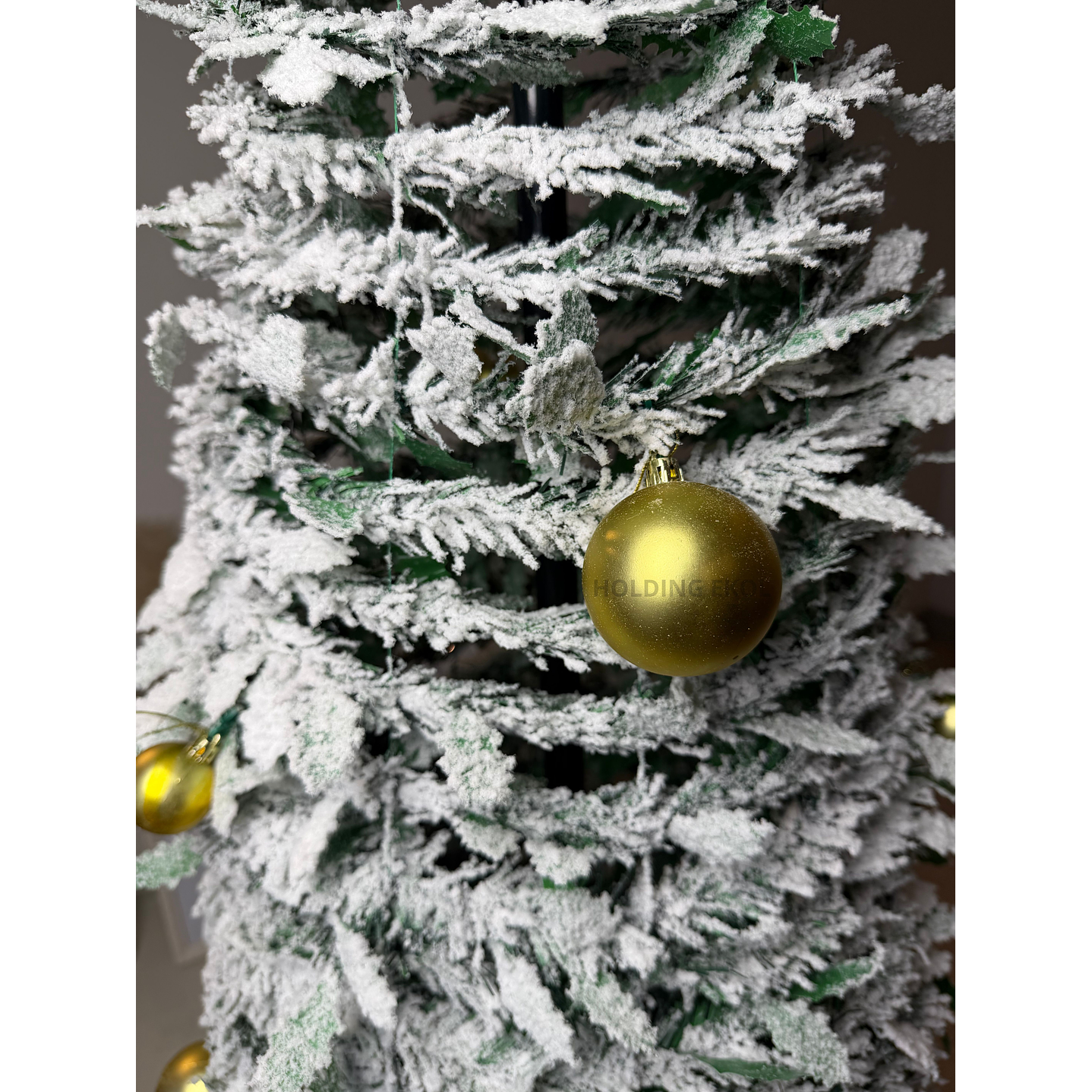🎄 Árbol De Pascua Ekol Premium 2.10 M | Pino De Navidad Nevado Plegable Con Adornos Dorados ✨ 14