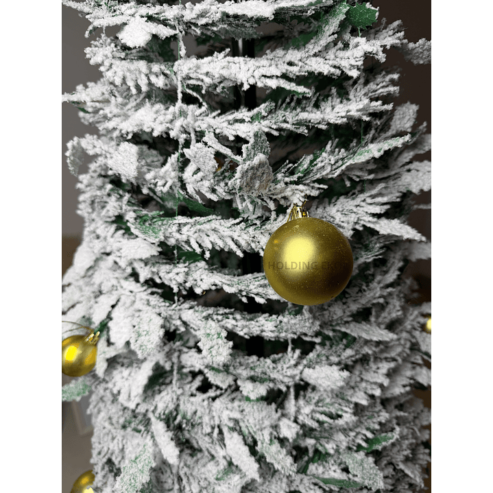 🎄 Árbol De Pascua Ekol Premium 2.10 M | Pino De Navidad Nevado Plegable Con Adornos Dorados ✨ 14