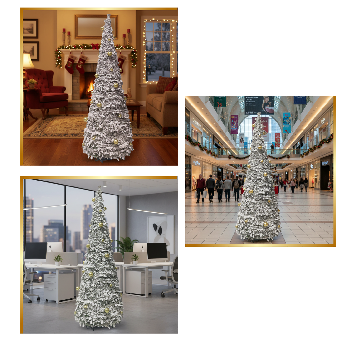 🎄 Árbol De Pascua Ekol Premium 2.10 M | Pino De Navidad Nevado Plegable Con Adornos Dorados ✨ 16