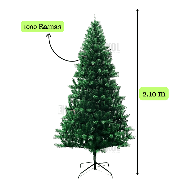 🎄 Árbol de Navidad Verde 2.10 m | Lujo con 1000 Ramas y Base Metálica Premium 9