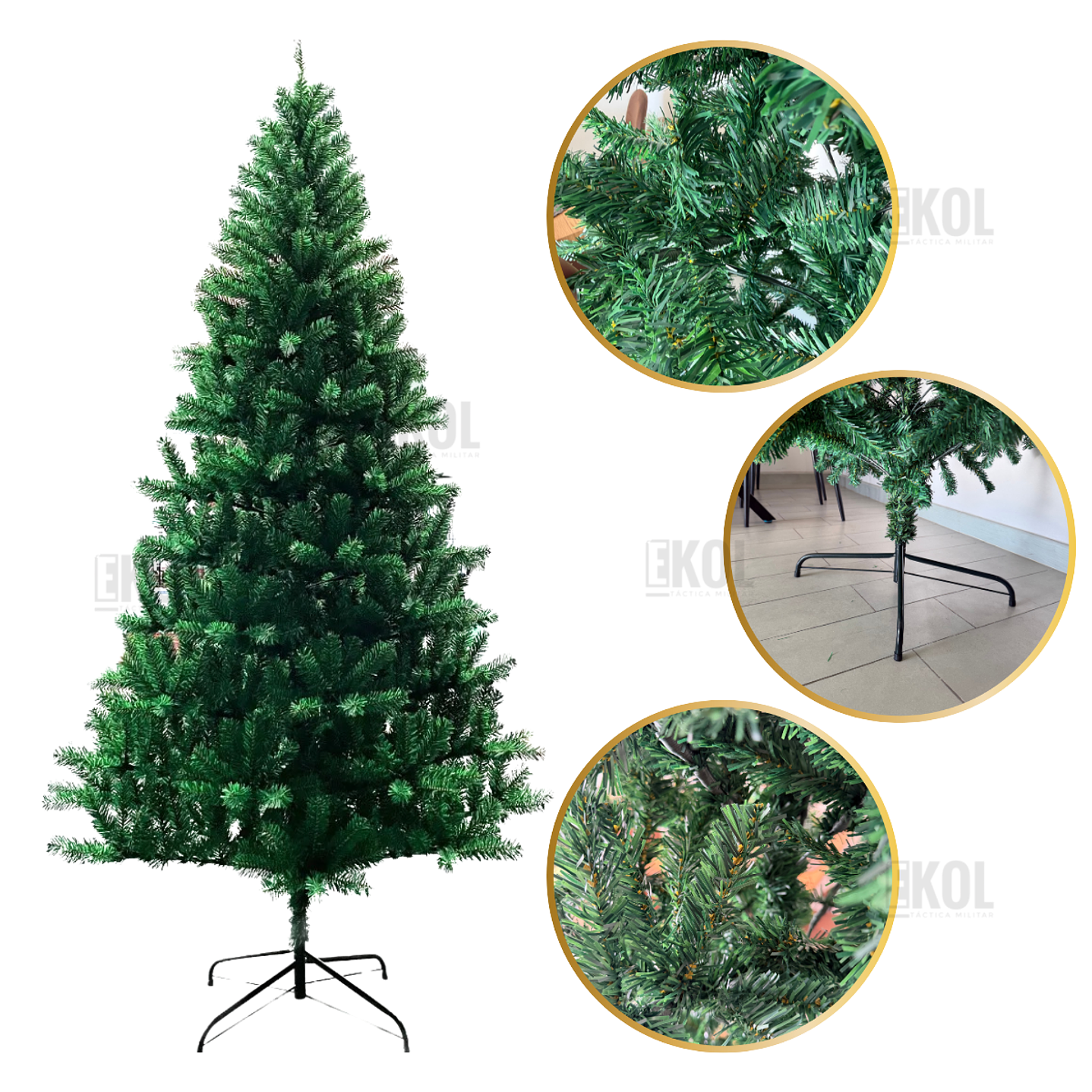 🎄 Árbol de Navidad Verde 2.10 m | Lujo con 1000 Ramas y Base Metálica Premium 10