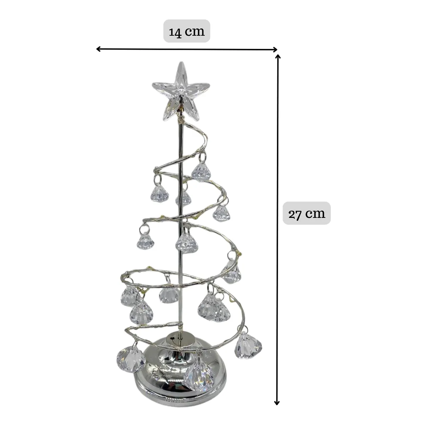 Árbol Navidad Led 27 Cm Metal Tradicional Con Adornos 5