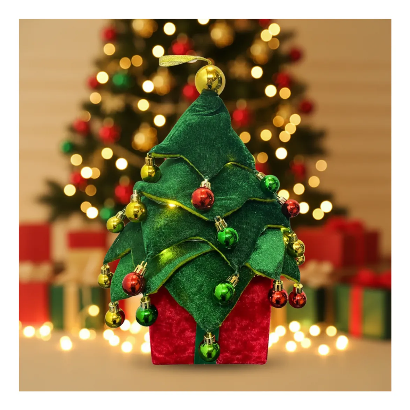 Mini Árbol De Navidad Pino Pequeño Con Base De Madera Decor 1