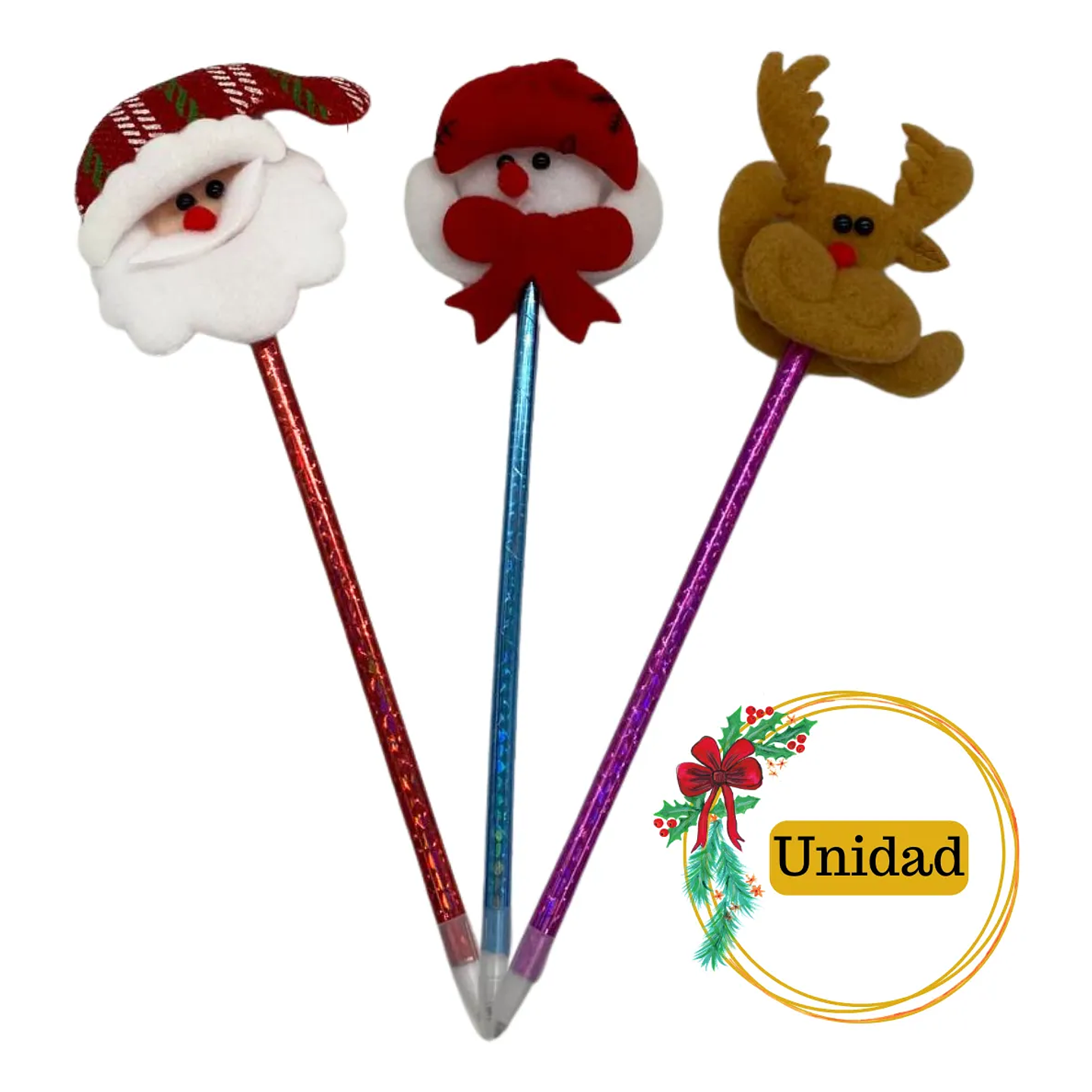 Pack 3 Lapiz De Navidad Diseños Nieve Reno Oficina Hogar 1