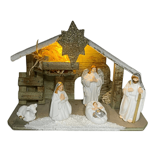 Pesebre De Navidad Nacimiento Chico Madera Adorno De Mesa