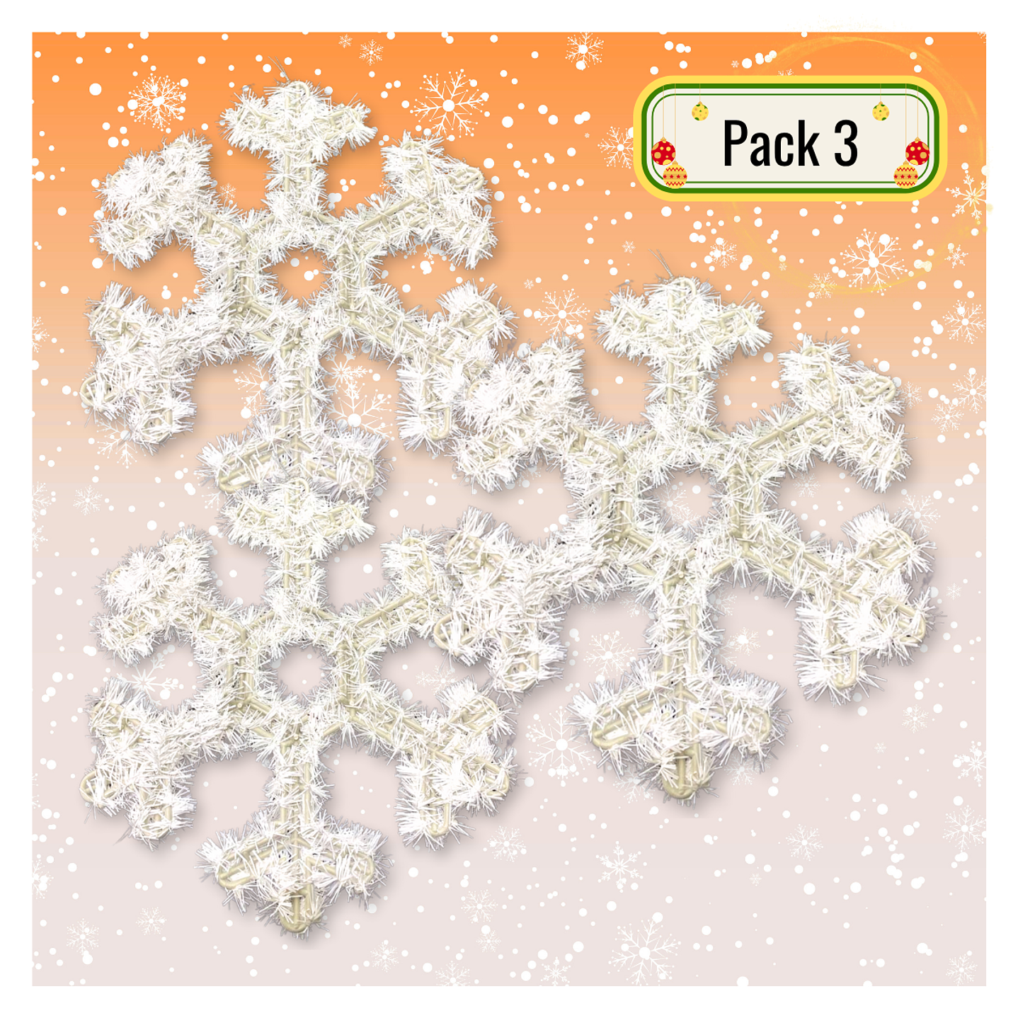 Pack 3 Colgante Copos De Nieve Adorno Para Puerta De Navidad 2
