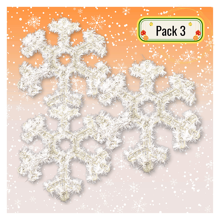 Pack 3 Colgante Copos De Nieve Adorno Para Puerta De Navidad 2