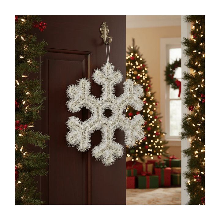Pack 6 Colgante Copos De Nieve Adorno Para Puerta De Navidad 3
