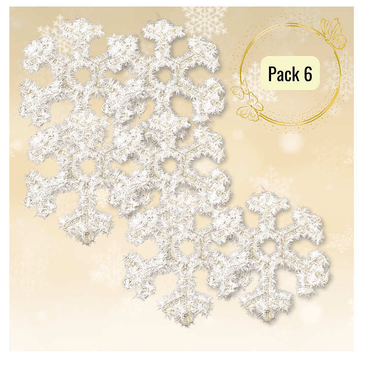 Pack 6 Colgante Copos De Nieve Adorno Para Puerta De Navidad 1