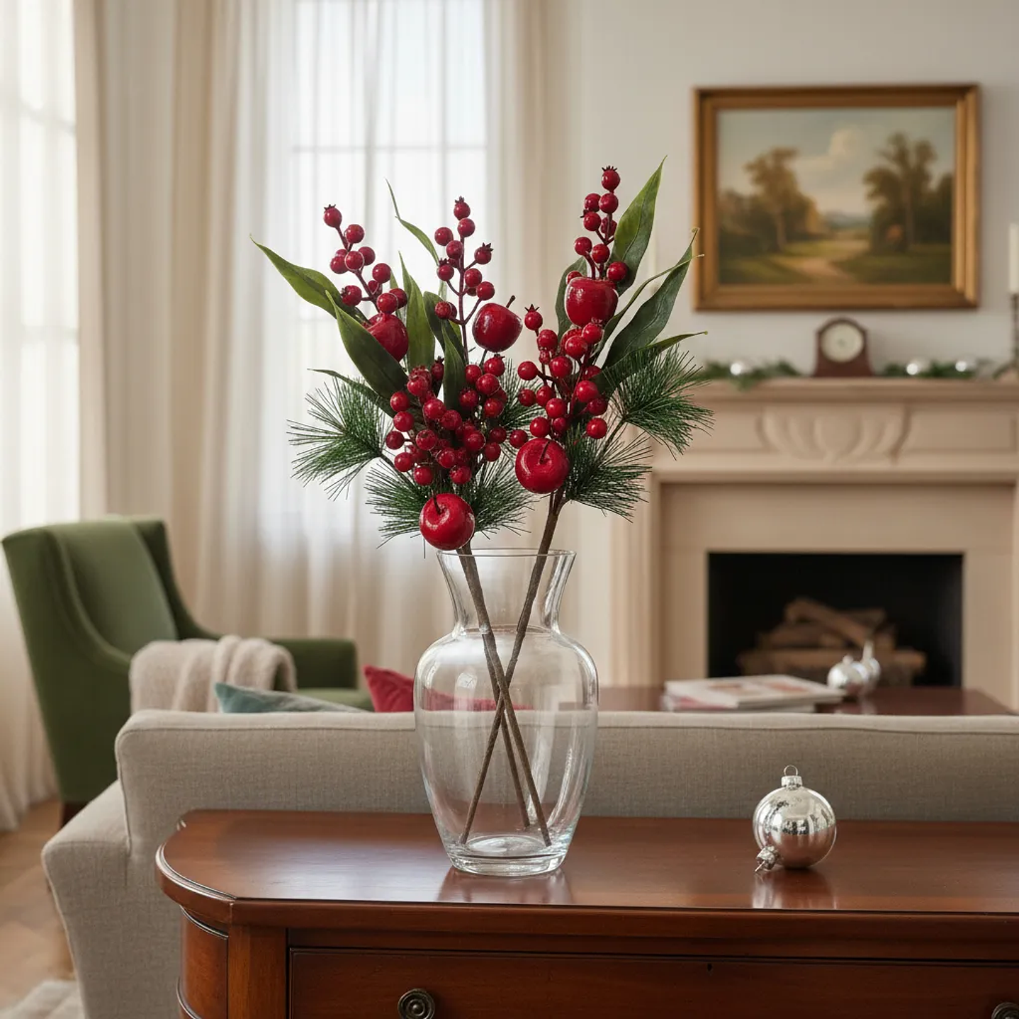 Bayas Ramas Flores Artificiales Acebo Tallos Navidad X 5 Uni 2