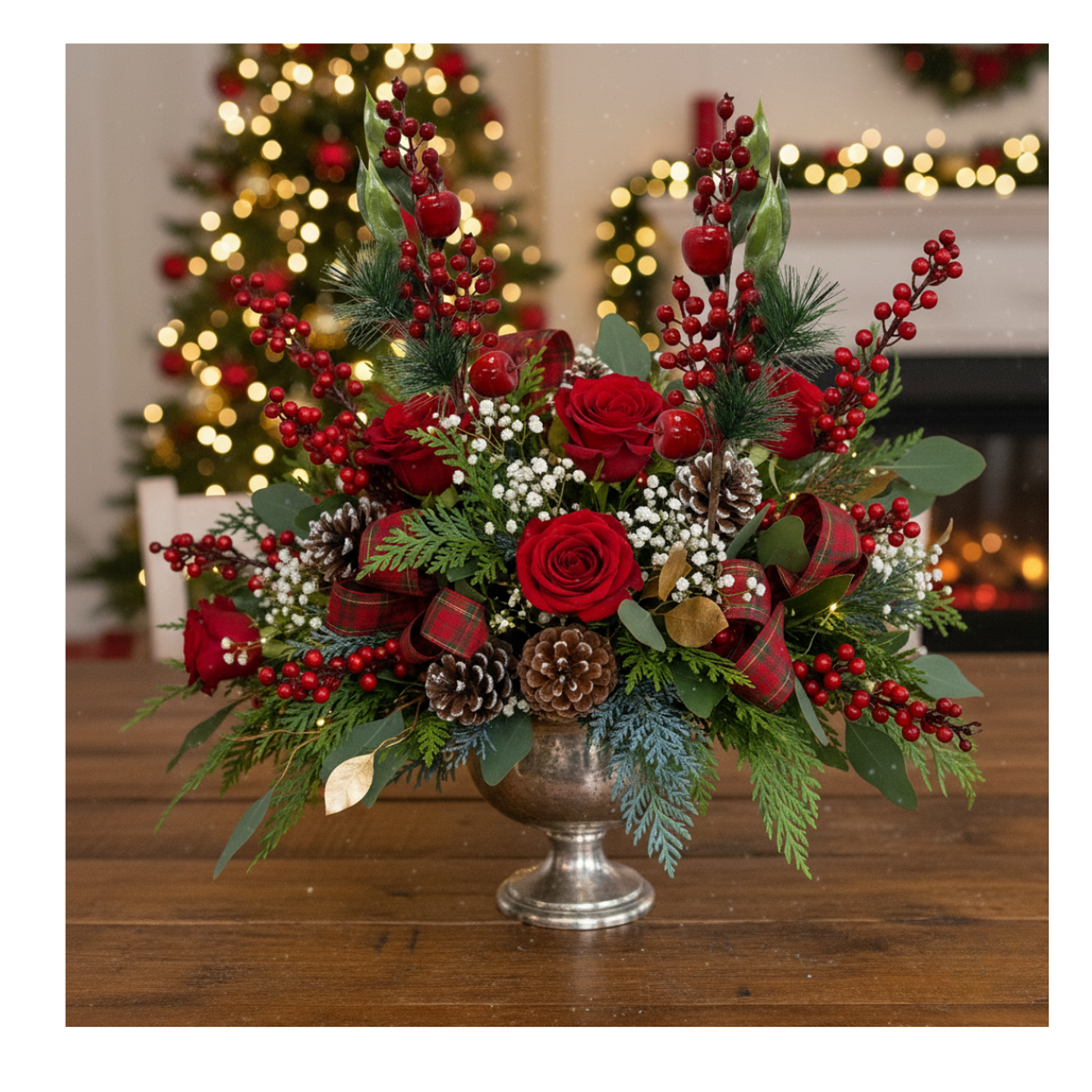 Bayas Ramas Flores Artificiales Acebo Tallos Navidad X 5 Uni 4