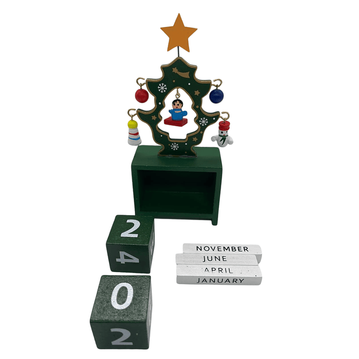 Calendario Perpetuo Navidad De Madera Decorativo Árbol 3