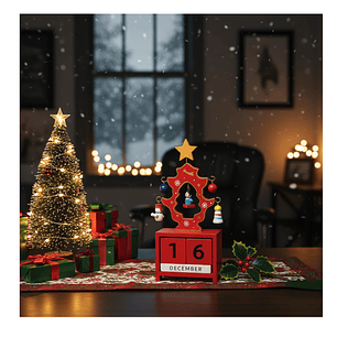 Calendario Perpetuo Navidad De Madera Decorativo Árbol