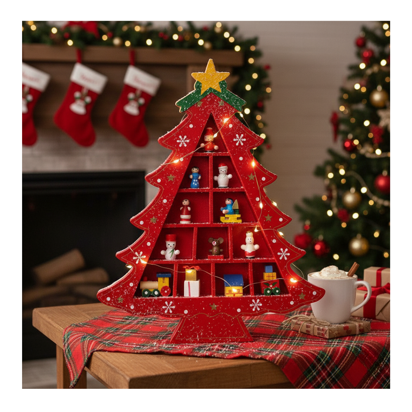 Árbol Navideño De Madera Escritorio Mini Arbolito De Navidad 1