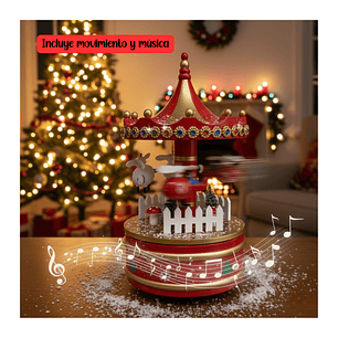 Carrusel Navideño En Movimiento Con Música A Cuerda Navidad Multicolor