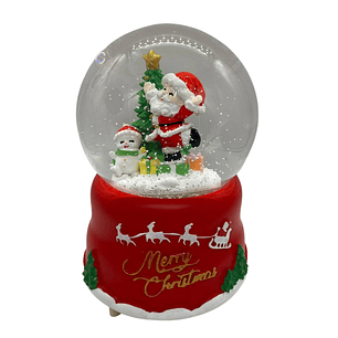 Esfera Bola De Nieve Con Luces Y Sonido Viejo Pascuero Rojo Viejito Pascuero