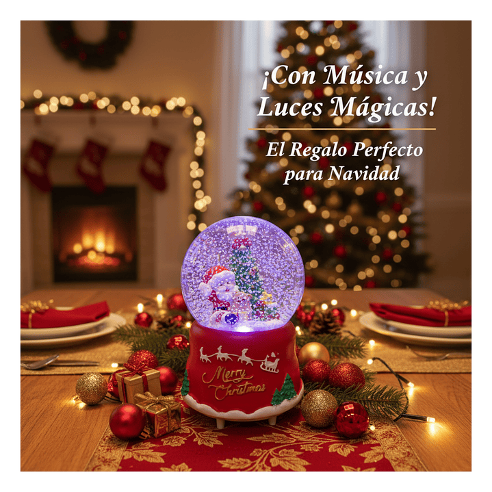 Esfera Bola De Nieve Con Luces Y Sonido Viejo Pascuero Rojo Viejito Pascuero 5