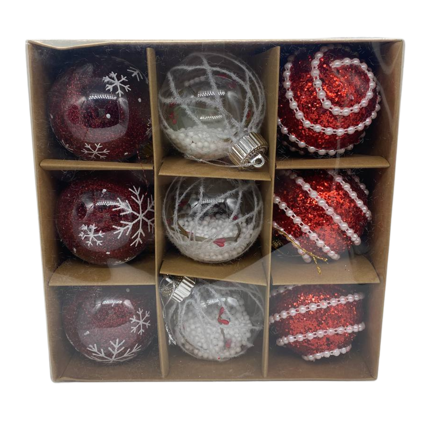 Set 9 Esferas Navideñas Bambalinas Decoracion Navidad 8cm 2