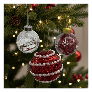 Set 9 Esferas Navideñas Bambalinas Decoracion Navidad 8cm